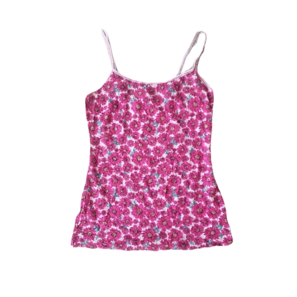 Pink sheer floral lace tanktop - Picture 1 of 8